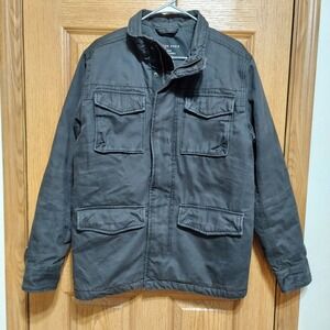 American Eagle Outfitters Jacket Mens Small Gray Waxed Canvas Field Coat Lined
